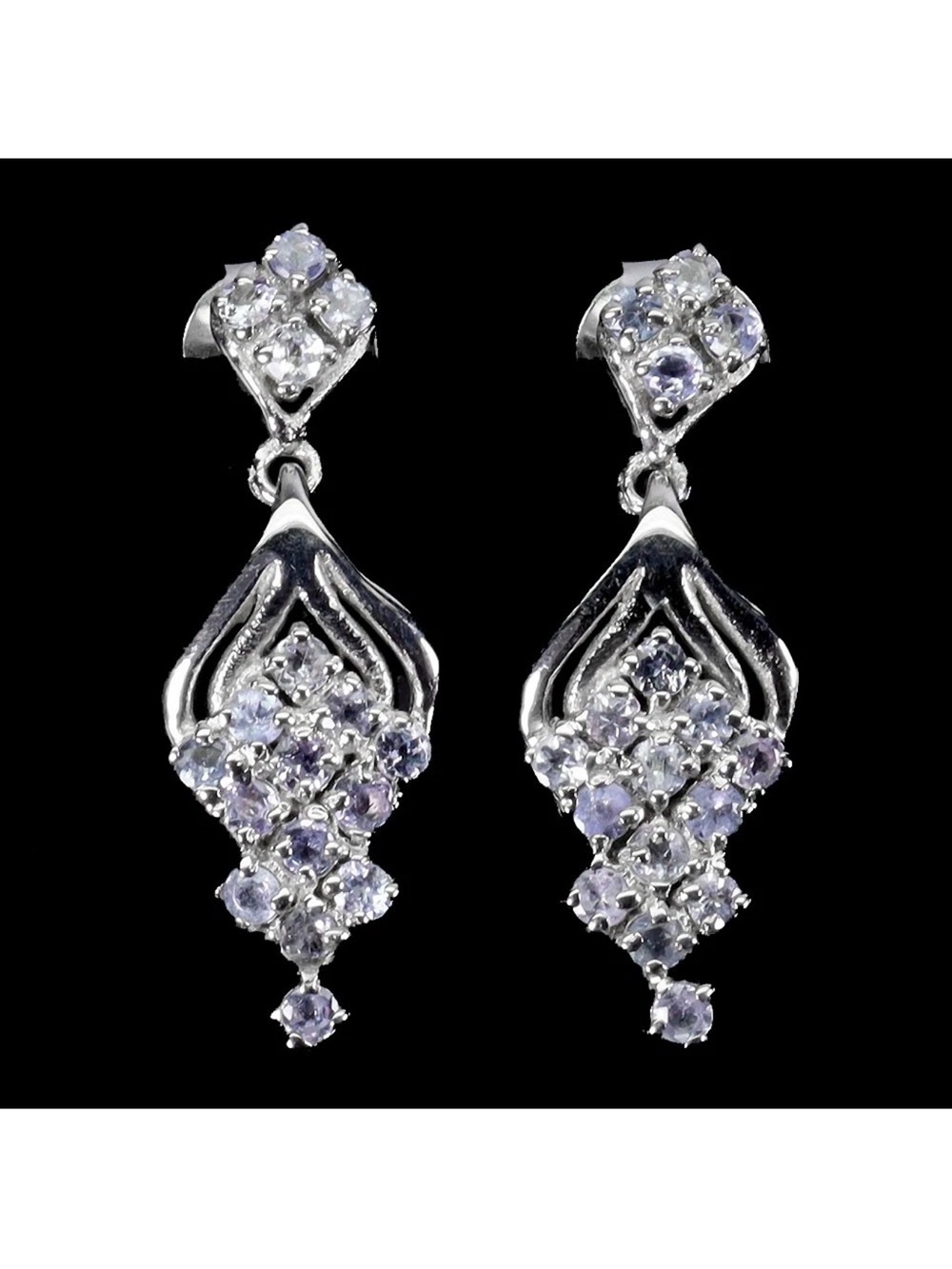 Stunning Natural Blue Tanzanite Chandelier Drop Earrings in 925 Sterling Silver